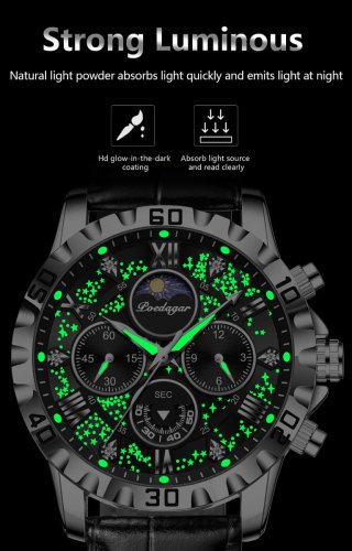 Reloj Poedagar Hombre Negro/Plata