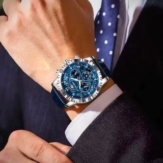 Reloj Poedagar Hombre Azul y Plateado