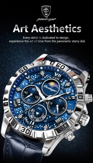 Reloj Poedagar Hombre Azul y Plateado