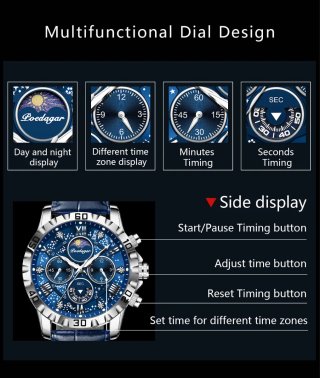 Reloj Poedagar Hombre Azul y Plateado