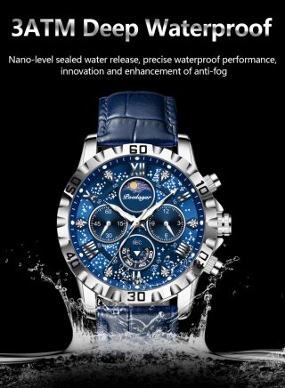 Reloj Poedagar Hombre Azul y Plateado