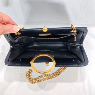 Pochette vintage anni 80 nera con catena oro