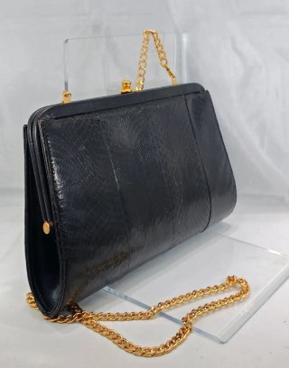 Pochette vintage anni 80 nera con catena oro