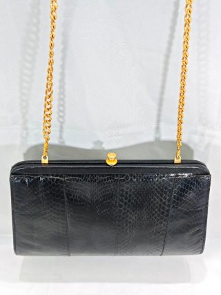 Pochette vintage anni 80 nera con catena oro