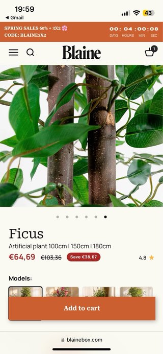 Planta Ficus Artificial Blaine 150cm