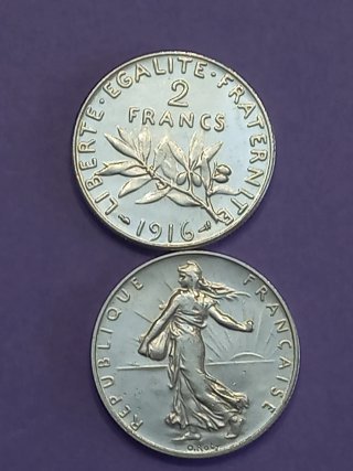Moneda 2 Francos 1916 Plata