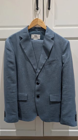 Traje Lino Azul Zara Talla M