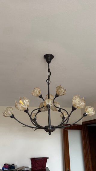 Lámpara colgante vintage cristal y metal