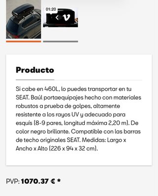 Baúl portaequipajes original Seat.