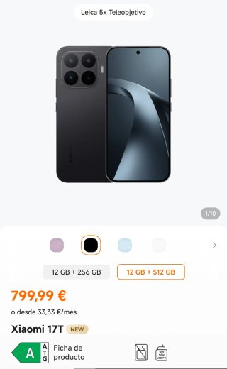 Xiaomi 17t 512 GB Nuevo Precintado. En tienda 800€