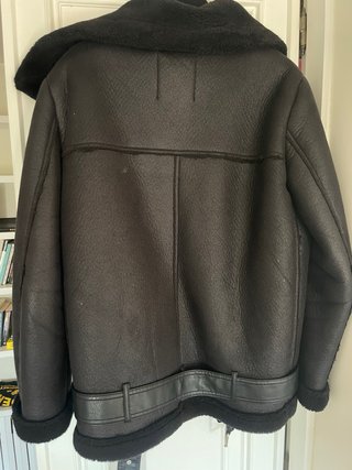 Chaqueta Zara Negra Piel Sintética Borrego