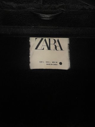 Chaqueta Zara Negra Piel Sintética Borrego