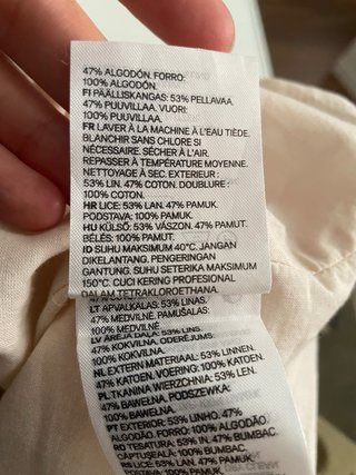 Vestido H&M Lino Beige Tirantes