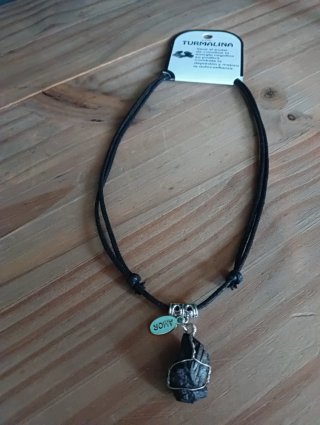 Collar ajustable piedra turmalina negra