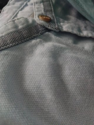 Camisa de vestir azul con cuello mao