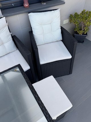 Conjunto de jardín ratán y cristal