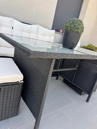 Conjunto de jardín ratán y cristal