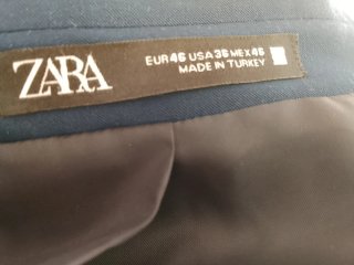 Traje juvenil azul Zara Pantalón 36 Chaqueta 46