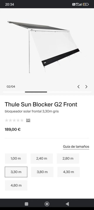Thule Sun Blocker G2 Front 3,30m gris