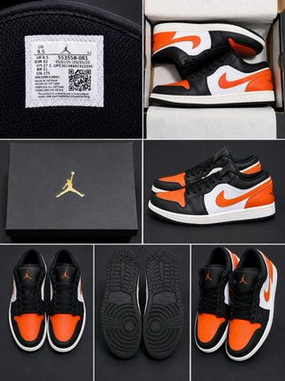 Jordan 1 Low Negro/Blanco/Naranja