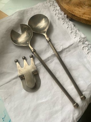 ¡¡VINTAGE!! Soporte y Cubiertos Antiguos x Servir.