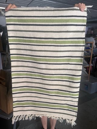 Alfombra/Tapiz Rayas Beige y Verde