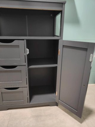 Mueble auxiliar de madera gris