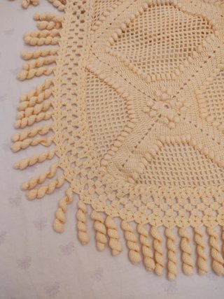 Colcha Crochet Beige Hecha a Mano