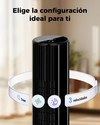 Ventilador Torre YASHE Negro + Mando