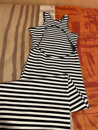 Vestido largo rayas blanco y negro