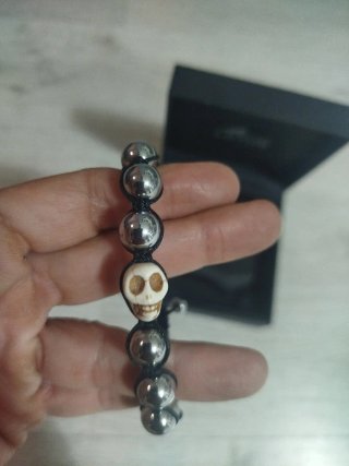 Pulsera Lotus Style Calavera Plata