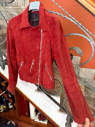 Giacca mod chiodo donna vera pelle scamosciata