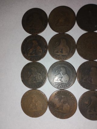 Lote 12 monedas 10 centimos 1870