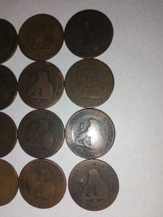 Lote 12 monedas 10 centimos 1870
