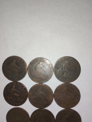 Lote 12 monedas 10 centimos 1870