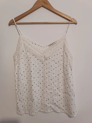 Blusa Stradivarius lunares encaje XS