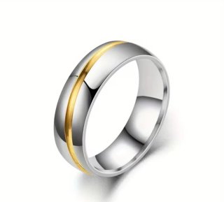 Anillos Acero Dorado y Circonitas (2 uds)