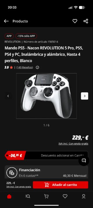 Mando Nacon Revolution 5 Pro PS5/PS4/PC Blanco