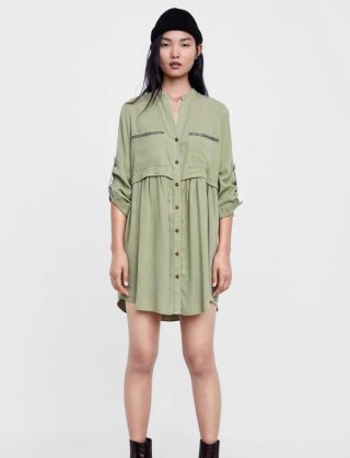 Vestido Zara Verde Militar  Talla XL