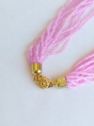Collana multifilo perline estiva vintage rosa