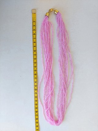 Collana multifilo perline estiva vintage rosa