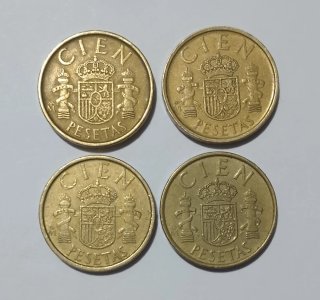 Lotto 4 Monete 100 Pesetas Spagna