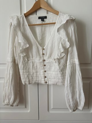 Blusa blanca Primark volantes manga larga