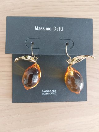 Pendientes Massimo Dutti limón vidrio baño oro