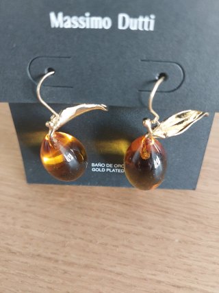 Pendientes Massimo Dutti limón vidrio baño oro