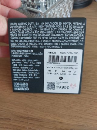Pendientes Massimo Dutti limón vidrio baño oro