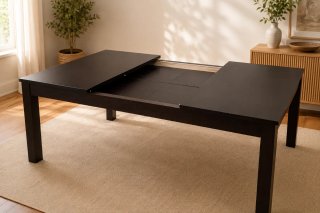 Mesa de comedor extensible de madera negra