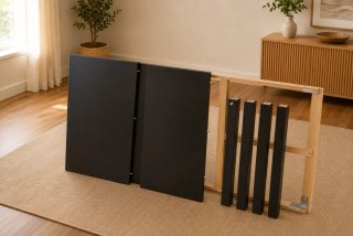 Mesa de comedor extensible de madera negra