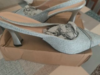 Zapatos de fiesta/ceremonia plateados, TALLA 38