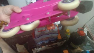 Patines en línea infantiles rosa y morado
